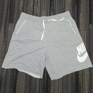 Used Nike Cutoff Cotton Shorts White Swoosh Grey Size L